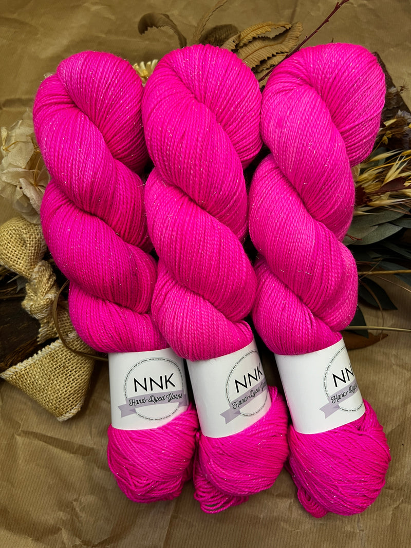 Barbie Pink - 4ply Silver sparkle