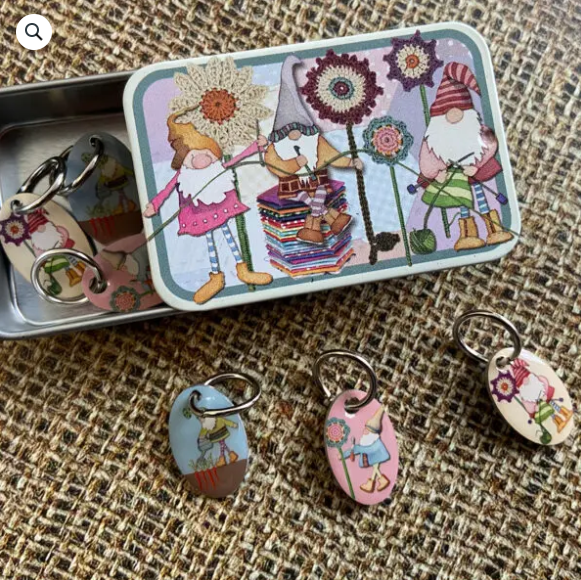 Crafting Gnomes Stitch Markers In a Pocket Tin