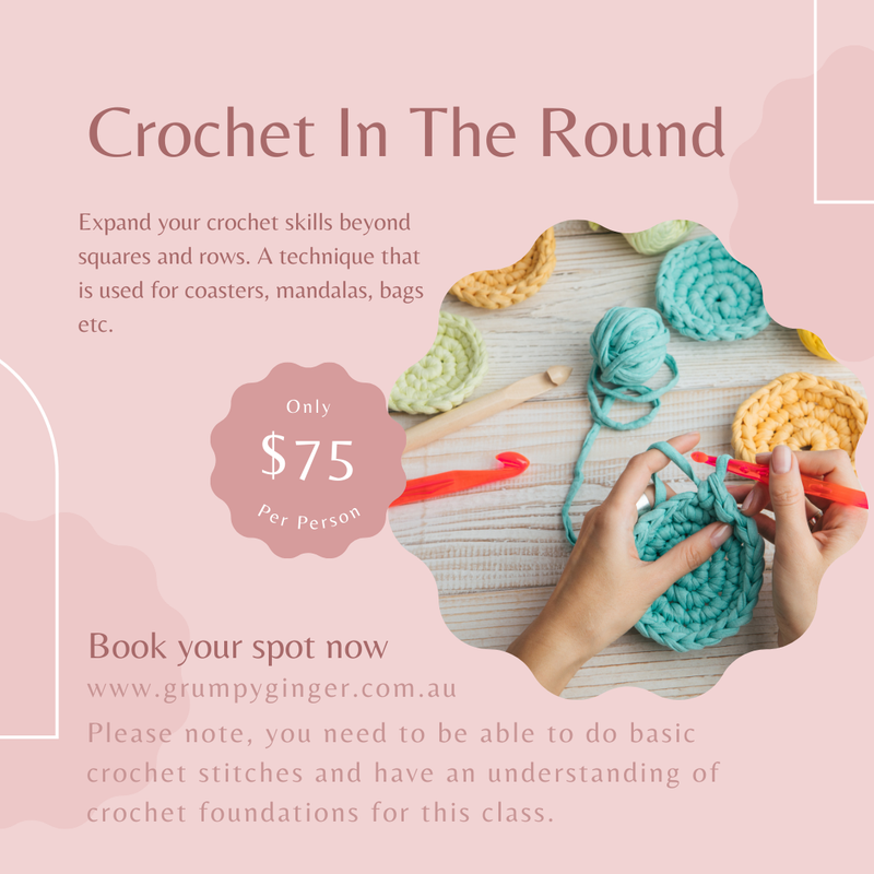 Crochet in the Round, Saturday 10th May 2025 9.30am-12.30pm