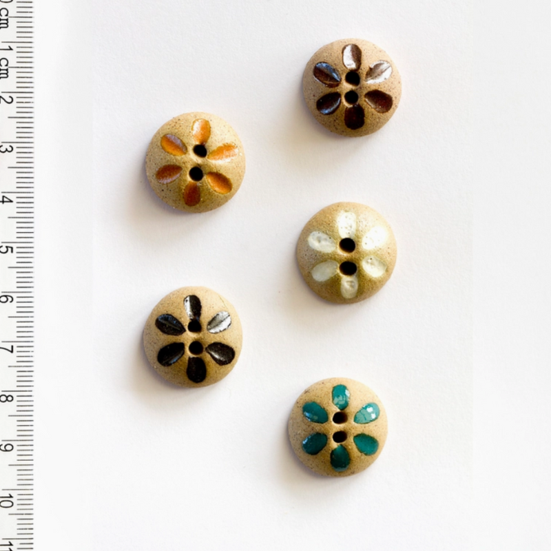 Geometric Grooves Handmade Buttons Pack of 5