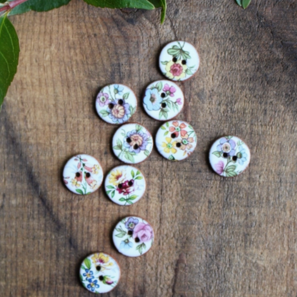 Handmade Wildflower Mini Ceramic Buttons