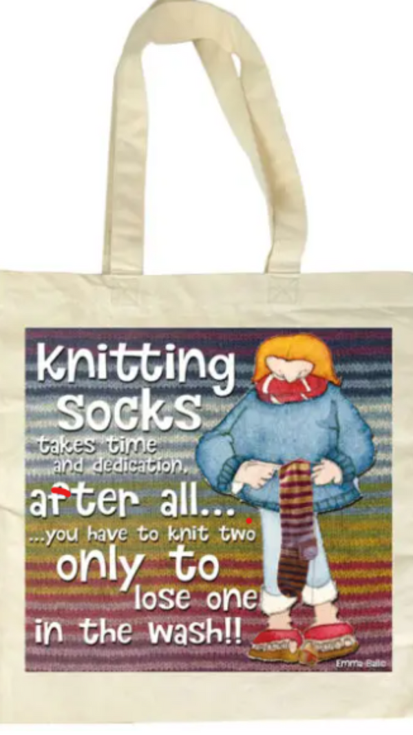 Knitting Socks Cotton Canvas Bag