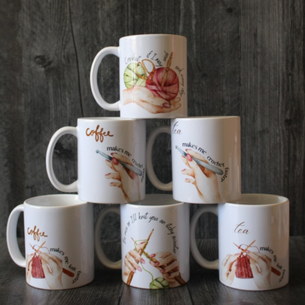 Knit and Crochet Mug Set- 11 Oz