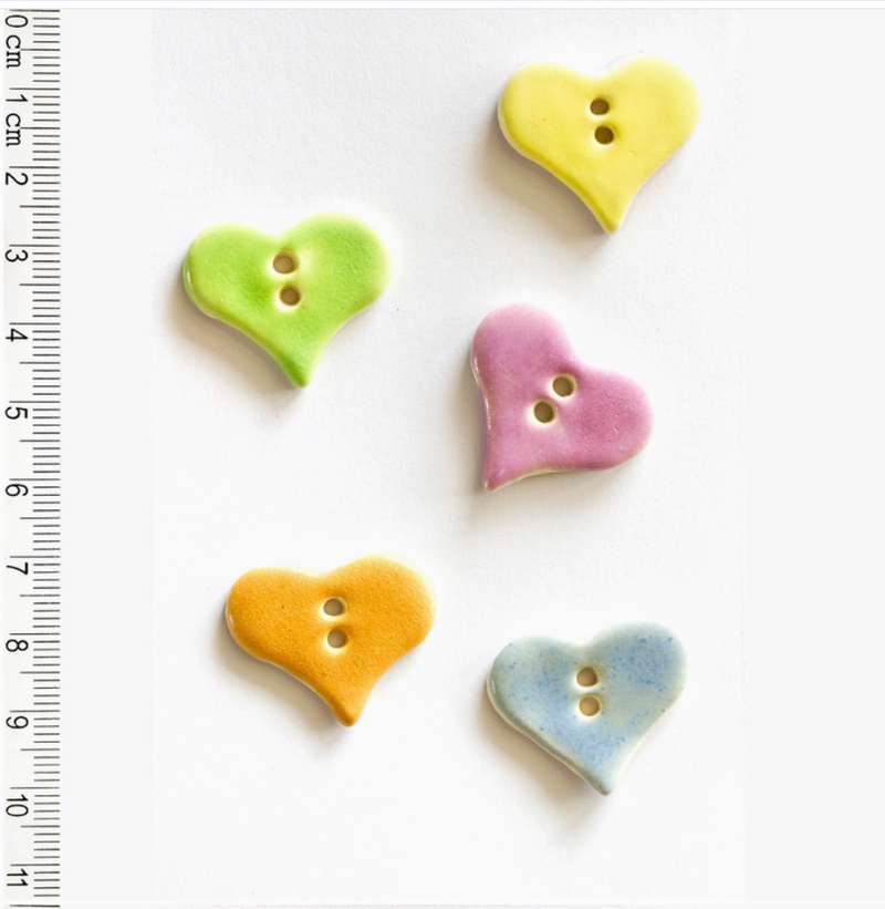 Pastel Heart Buttons Pack Of 5