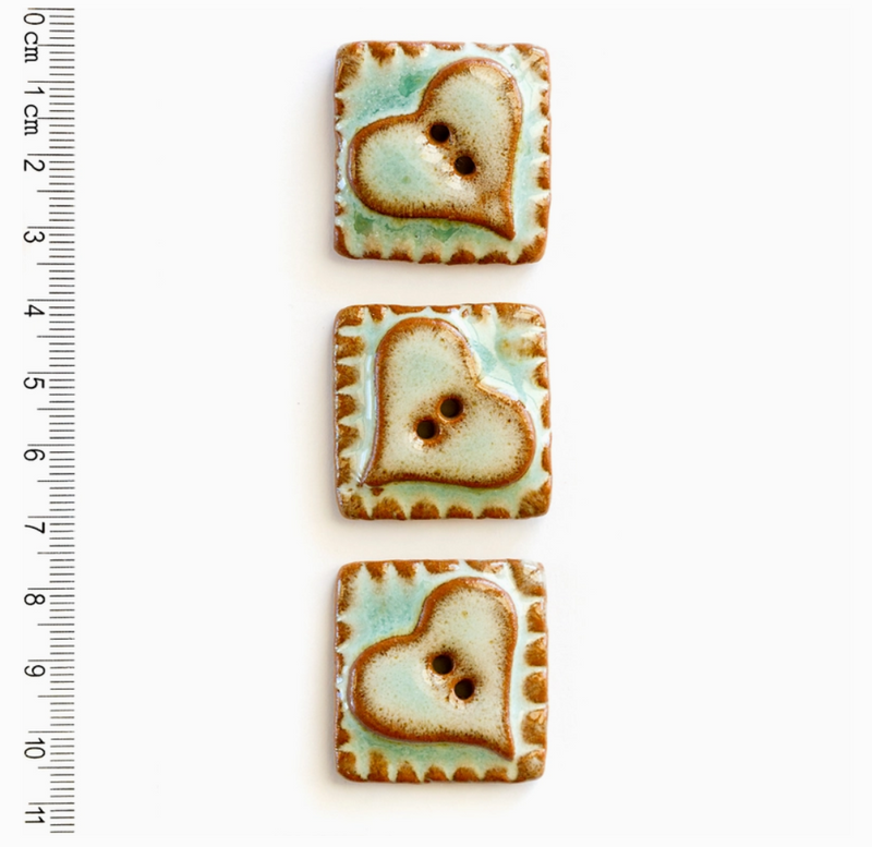 Square Heart Buttons Pack Of 3