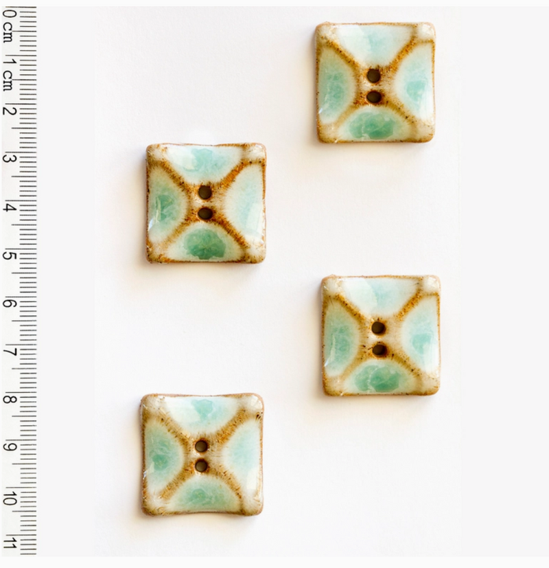 Square Turquoise Buttons Pack Of 5