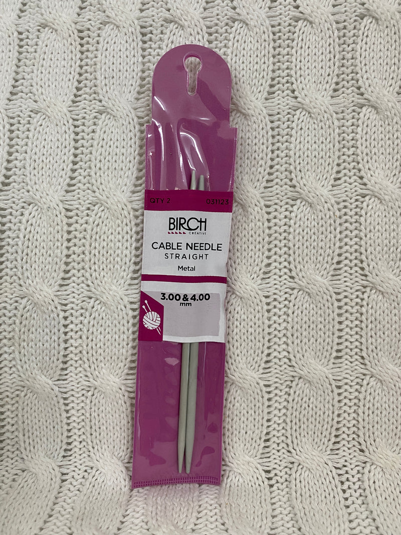 Birch Cable Needle Straight - 3.00 & 4.00mm